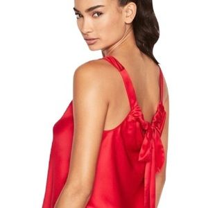 Y2K VICTORIA’S SECRET SILKY SATIN RED BOW LINGERIE TANK TOP size small